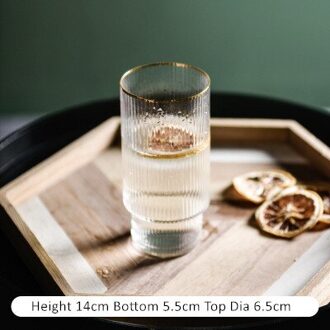Nordic Water Fles Glas Cups Goud Verticale Streep Glas Creatieve Vruchtensap Drinkwater Cup Set Melk Fles goud glass tall