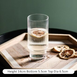 Nordic Water Fles Glas Cups Goud Verticale Streep Glas Creatieve Vruchtensap Drinkwater Cup Set Melk Fles nee goud glass tall