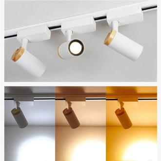 Nordic Wood COB LED Track Light Lamp Spot Rail Spotlight for Home clothing Store Corridor Black White 110v 220v 20W 25w