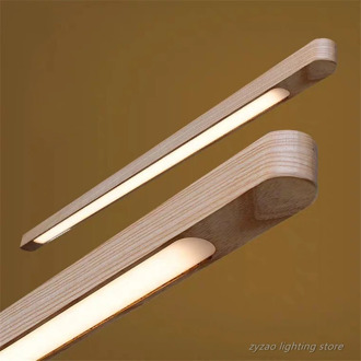 Nordic Wooden LED Pendant Lights Dining Room Restaurant Kitchen Hanging Lamp Home Decor Walnut Wood Office Strip Lights Fixtures