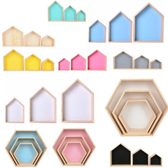 Nordic Wooden Storage Rack Box House Shaped Decorative Wall Hanging Shelf Living Room Storage Holders Organizer JPDZS1032