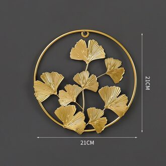 Nordic Woondecoratie Metalen Decor Woonkamer Muur Opknoping Muur Decoratie Ronde Golden Leaf Muur Opknoping Display Stand