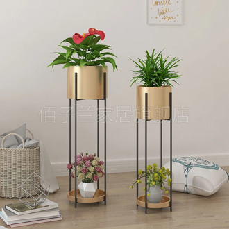 Nordic Wrought Iron Flower Stand Simple Living Room Floor-standing Green Radish Flower Pot Stand Stable Balcony Home Plant Shelf