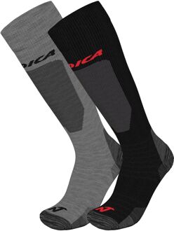 Nordica Uni 2.0 Skisokken Senior (2-pack) grijs - zwart - rood - 36-38