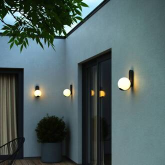 Nordlux Buitenwandlamp Dalius, zwart, bolvormige kap wit zwart, wit