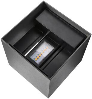 Nordlux Buitenwandlamp Milda kubi, antraciet, up/down, aluminium antracietgrijs