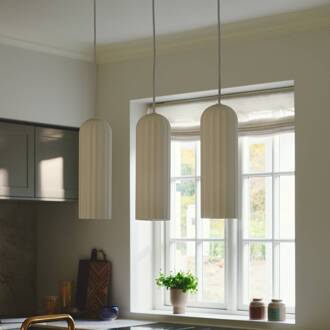 Nordlux Hanglamp Miella, 3-lamps, geribbeld glas, gesatineerd/wit wit gesatineerd, wit