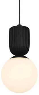 Nordlux Hanglamp Sadie, zwart, Ø 15 cm, glas/keramiek zwart, opaal