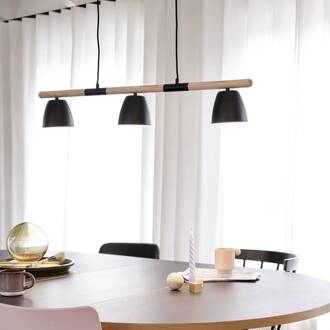 Nordlux Hanglamp Theo, 3-lamps, van essenhout zwart, licht hout