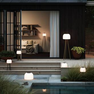 Nordlux LED tafellamp Kettle Tripod metaal, kap 22cm wit, zwart