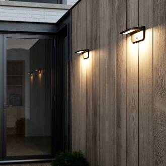 Nordlux LED-zonne-wandlamp Agena met bewegingsmelder zwart