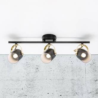 Nordlux Plafondspot Lotus, 3-lamps zwart, messing
