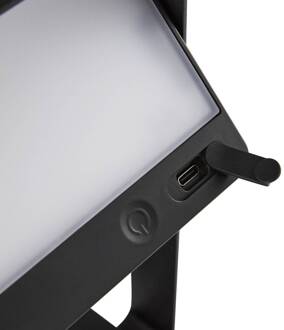 Nordlux Saulio LED tafellamp op zonne-energie, zwart, IP44, aluminium, USB, zwart, wit gesatineerd