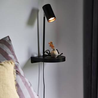 Nordlux Wandlamp Cody, met legbord en USB-poort, zwart zwart, zilver