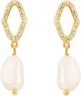 'Normandië' Dames 925 Sterling Zilveren Oorringen - Goud ZO-7574/G - One Size