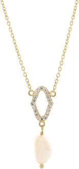 'Normandië' Dames 925 Sterling Zilveren Set: Ketting + Oorbellen + Ring - Gouden SET-7574/G - Q