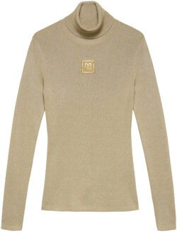 Noroton Shiny Turtleneck Ski Sweater Dames M/38 goud