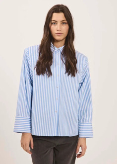 NORR Mari blouse blue stripe - Blauw - L
