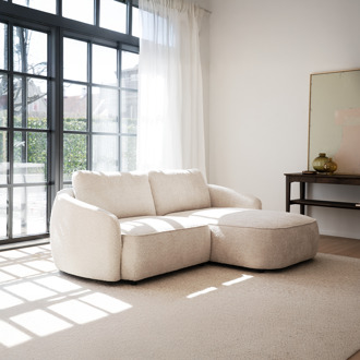 Norris gestoffeerde 3-zits hoekbank beige - rechts - 226 cm