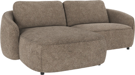 Norris gestoffeerde 3-zits hoekbank bruin - links - 226 cm