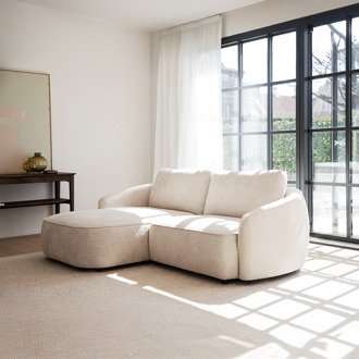 Norris gestoffeerde 3-zits hoekbank wit - links - 226 cm