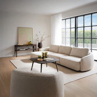 Norris gestoffeerde 4-zits hoekbank beige - links - 319 cm