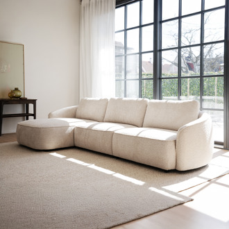 Norris gestoffeerde 4-zits hoekbank wit - links - 319 cm