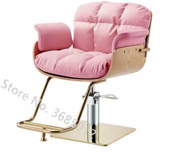 North Pink Barber Shop Chair golden leg Hair Salon Dedicated Barber Chair Beauty Salon Stool American Style Trend Lifting Chair