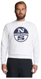 North Sails Biologisch Katoenen Sweater met Geborstelde Achterkant North Sails , White , Heren - XL