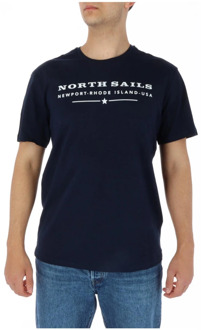 North Sails Blauw Katoenen T-Shirt North Sails , Blue , Heren - 2Xl,Xl,L,M,S