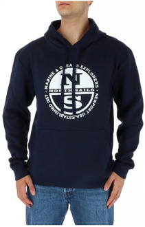 North Sails Blauwe Bedrukte Sweatshirt met Lange Mouwen North Sails , Blue , Heren - 2Xl,Xl,L,M,S