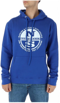 North Sails Blauwe Bedrukte Sweatshirt met Lange Mouwen North Sails , Blue , Heren - Xl,L,M,S