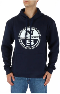 North Sails Blauwe Bedrukte Sweatshirt met Lange Mouwen North Sails , Blue , Heren - Xl,L,M,S