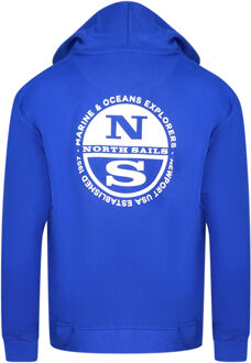 North Sails Blauwe hoodie met rits en North Sails-logo