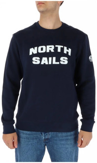 North Sails Blauwe Sweatshirt met Lange Mouwen en Ronde Hals North Sails , Blue , Heren - 2Xl,Xl,L,M,S