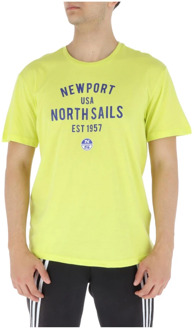 North Sails Gele Print T-Shirt voor Heren North Sails , Yellow , Heren - 2Xl,L,M,S