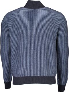 North Sails Geribbelde Ritskraag Trui model No16272 Middelblauw