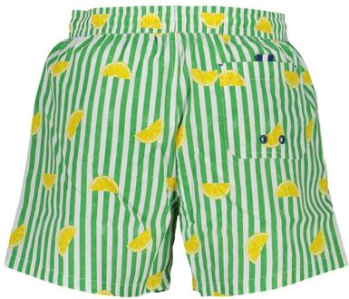 North Sails Gestreepte Zwemshorts met Citroenprint Limoengroen - 2XL
