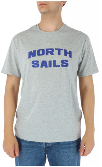 North Sails Grijze Katoenen Ronde Hals T-Shirt North Sails , Gray , Heren - Xl,L,M,S