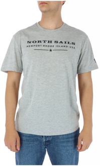 North Sails Grijze Katoenen T-shirt, Korte Mouwen, Ronde Hals North Sails , Gray , Heren - Xl,L,M,S