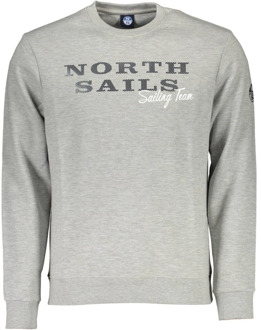 North Sails Grijze Katoenen Trui met Logo Print North Sails , Gray , Heren - Xl,L