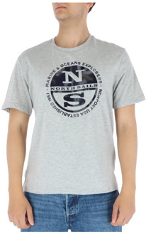 North Sails Grijze Print T-shirt North Sails , Gray , Heren - 2Xl,Xl,L,M,S