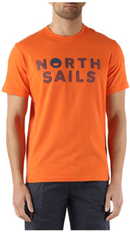 North Sails Katoenen Logo T-shirt North Sails , Orange , Heren - 2Xl,Xl,L,M,S
