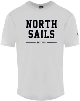North Sails Katoenen T-shirt met korte mouwen North Sails , White , Heren - 2Xl,Xl,L,M,S