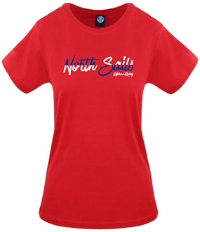 North Sails Korte Mouw Katoenen T-shirt Effen North Sails , Red , Dames - XS