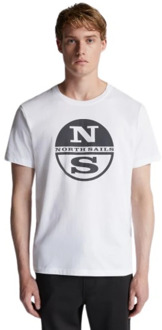 North Sails Organisch T-shirt met ronde hals en korte mouwen North Sails , White , Heren - Xl,L,M,S