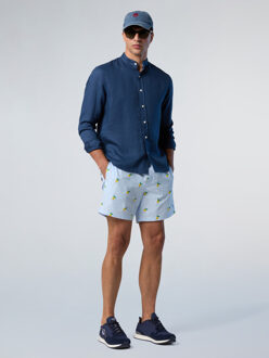 North Sails Overhemd Mandarijn met geborduurd logo Donkerblauw