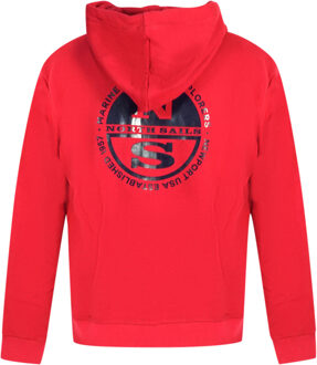 North Sails Rode hoodie met North Sails-logo en rits Rood