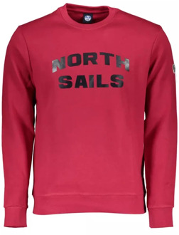 North Sails Rode Katoenen Trui met Lange Mouwen en Logo Print North Sails , Red , Heren - 2Xl,Xl,L,M,S
