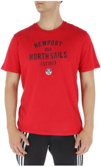 North Sails Rode Print T-shirt voor Heren North Sails , Red , Heren - 2XL